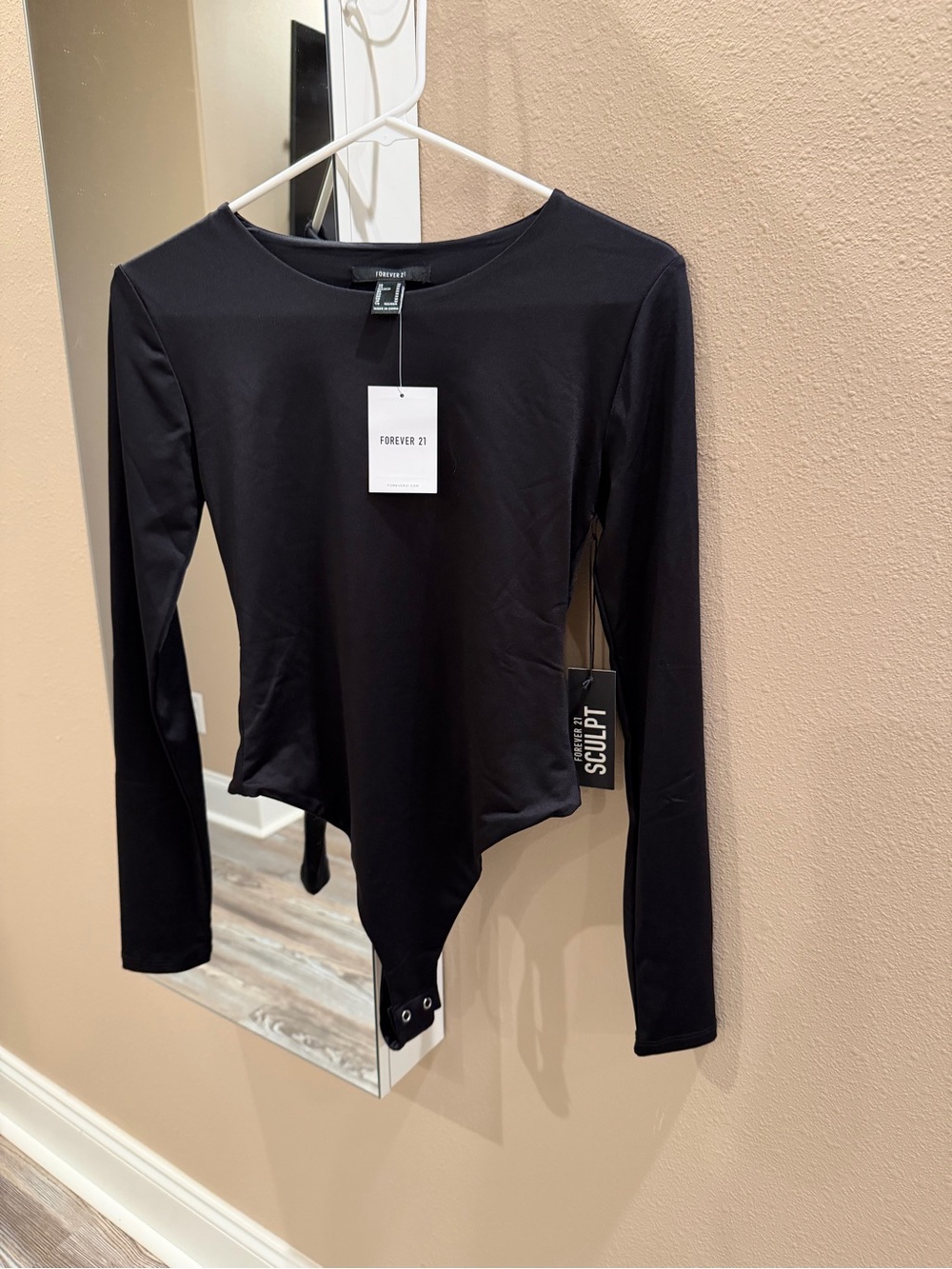 Forever 21 Black Long Sleeve Sculpting Bodysuit